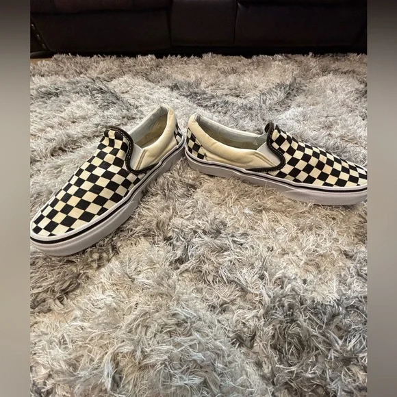 Vans Black and Cream Checkerboard Slip-Ons - Picture 4 of 7